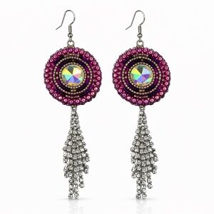 Pink and Silver Dangle Earrings